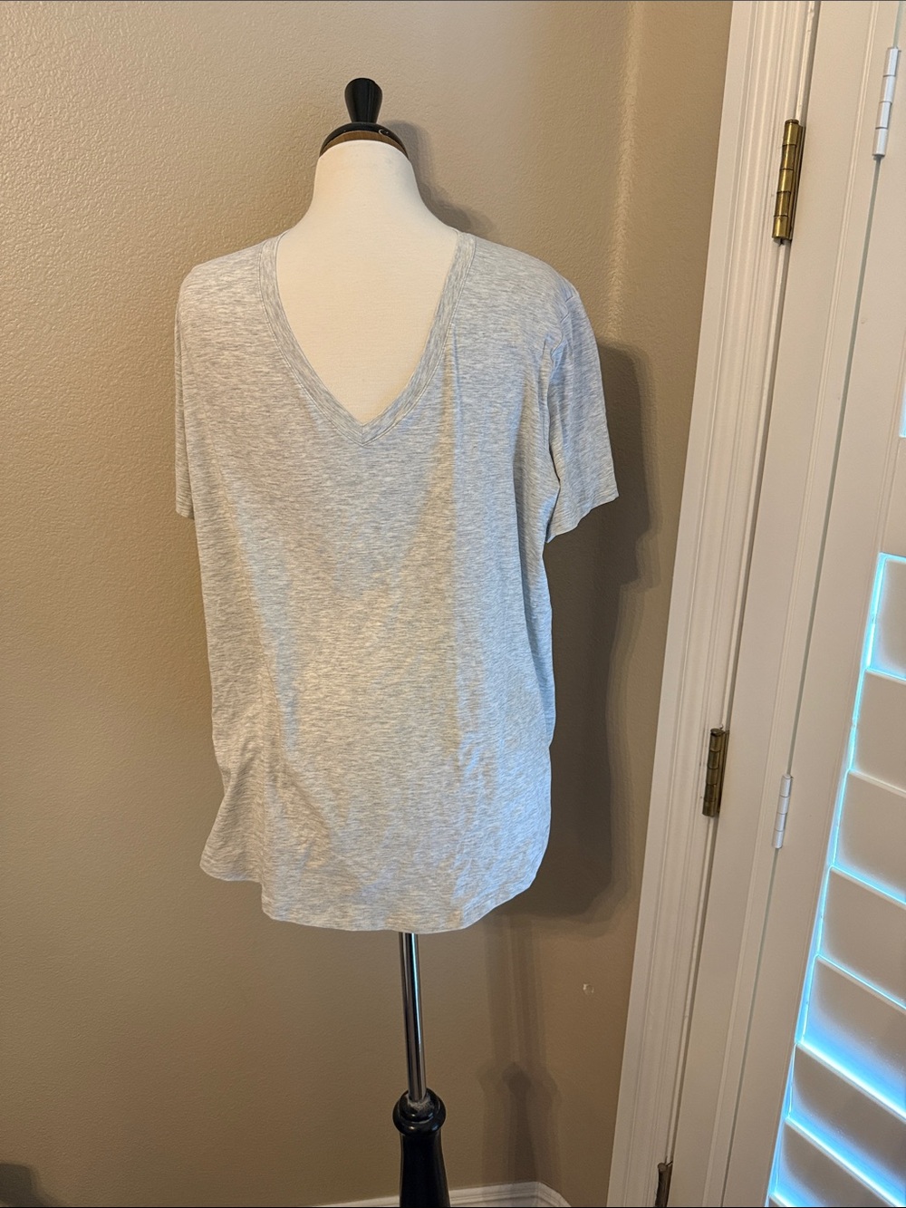 Light Gray V-Neck Women's Top